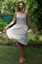 Italian Beige Strappy Ruched Scalloped Woven Casual Dress - 5