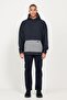Men's Indigo Melange Oversize Loose Cut 3 Thread Hooded Sweatshirt with Fleece Inside - 2
