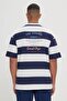 Men's White-Navy Blue Loose Fit Loose Fit 100% Cotton Striped Crew Neck T-Shirt - 2