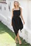 Black Strappy Washed Buckle Detailed Woven Asymmetrical Casual Cotton Dress - 5