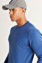 Men's Indigo Standard Fit Normal Cut Warm Crew Neck Knitwear Sweater - 2