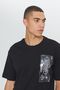 Men's Black Loose Fit Loose Cut 100% Cotton Slogan Printed Crew Neck T-Shirt - 4