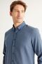 Men's Indigo Slim Fit Slim Fit Button Collar Cotton Flannel Lumberjack Shirt - 3