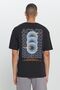 Men's Black Loose Fit Loose Cut 100% Cotton Printed Crew Neck T-Shirt - 3