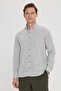 Men's Green Slim Fit Slim Fit 100% Cotton Dobby Button Collar Casual Shirt