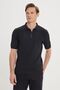 Men's Black Standard Fit Regular Fit Polo Neck Jacquard Knitwear T-Shirt - 3