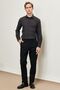 Men's Black Comfort Fit Relaxed Cut Flexible Dobby Casual Trousers - 3