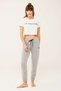 Women's Cotton Elastic Leg Gray Melange Pajama Bottoms