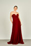 Women's Strapless Long Evening Dress 5437021 Burgundy - 2