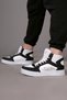 White-black High-top Sports Shoes with Piece Detail - 2