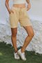 Apricot Color - Short Leg Muslin Shorts with Double Pockets and Elastic Tie Waist - 2