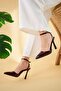 Women's Burgundy Patent Leather Back Strap Heeled Shoes - 4