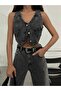 Crop Cut Women's Denim Vest - Pocket Detailed