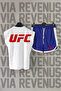 Ufc Back Printed Zero Sleeve Crew Neck White Sports Tshirt and Blue Sports Shorts Set
