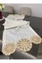 Cream Colored Linen Fabric Knitted Motif Runner (made in custom size) - 2