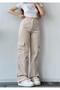 Women's Cargo Pocket Palazzo Wide Leg Beige High Waist - 6