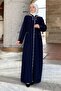 Neva Hooded Mesh Robe Navy Blue