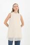 Zero sleeve front chiffon detail jersey underwear tunic 10270 - beige