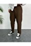 Men's Brown Boyfriend Linen Trousers Relaxed Cut Double Leg Jogger - 2