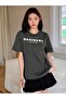 Women's Charcoal grey Grey Magenta Printed Oversize t-shirt - 2