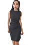 Women's Black Lycra Dress with Ruched Detail and Back Zipper