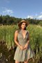 Linen Fabric - Wide Cut Pinterest Equivalent Dress with Zero Sleeves and Zipper Detail - 3