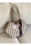 New Season Women's Shoulder Bag with Scarf and Straw Detail