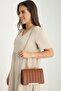 Women's Brown Shoulder Bag with Stitching Detail - 2