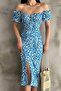 Daisy Patterned Slit Watermelon Sleeve Ruffled Summer Dress - 2