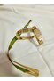 Embroidered Baguette Model Steel Handcuff Bracelet - 3