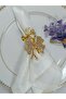 6 Double Butterfly Figured Stone Gold Ring Napkin Rings, Fashionable and Elegant Design - 2