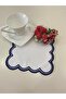 6 Pieces Linen Fabric Double Wrap Embroidered Coffee Side Cocktail Napkin & Coasters - 5