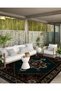 Green Antique Design Series Beige Detailed Patterned Vintage Decorative Carpet Antik26 - 5