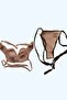 Cream Color Women's Hand Knitted Underwear Bikini Set with Green Edges - 4