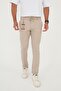 Men's Jogger Slimfit Waist Half Elastic Double Leg Beige Fabric Trousers