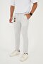 Men's Jogger Slimfit Waist Half Elastic Double Leg Light Gray Fabric Trousers