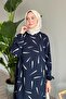 Crispy Stripe Navy Blue Viscose Dress - 3