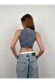 Crop Cut Women's Denim Vest - Pocket Detailed - 6