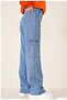 Children's Light Blue Cargo Pants Girls (Mom & Daughter Combinable) Item Length: 110cm - 4