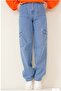Children's Light Blue Cargo Pants Girls (Mom & Daughter Combinable) Item Length: 110cm - 5