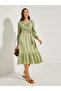 Lace Insert Wrap Front A-Line Midi Dress - 2