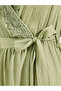 Lace Insert Wrap Front A-Line Midi Dress - 4