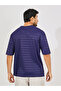 Self Stripe Stretch Knit Oversized Crew Neck T-Shirt - 4