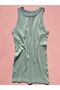 Halter Neck Ribbed Cotton Premium Texture Camisole 2-Piece Green and White Color Knitted Women's T-Shirt Undershirt - 4