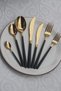 Rüya Titanium Gold Black 36 Pieces 6 Person Fork Spoon Knife Set - 4