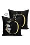 Double Sided Black Background White Rose Motif Gold Letter Special Design Suede Pillow Throw Pillow Cover - 2
