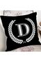 Black and White Wreathed Letter D Special Design Digital Printed Pillow Cushion Cover - 2