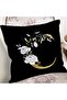 Black Background White Rose Motif Gold Letter C Custom Design Digital Printed Pillow Throw Pillow Cover - 2