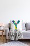 Double Sided White Background Colored Y Letter Special Design Digital Printed Raschel Pillow Throw Pillow Cover - 2