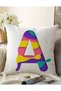 Double Sided White Background Colored Letter A Special Design Digital Printed Raschel Pillow Throw Pillow Cover